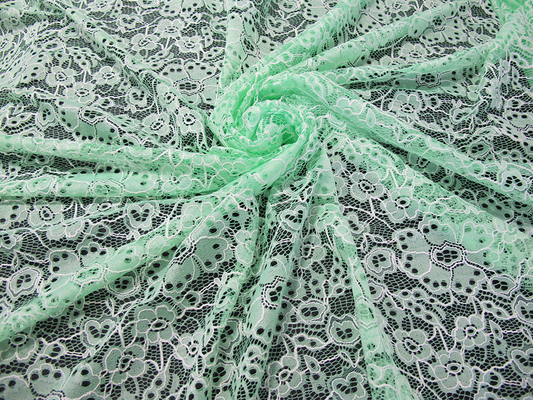 Kundenspezifisches dauerhaftes Baumwollnylon gesticktes Spitze-Gewebe-Grün-Blumen-Muster