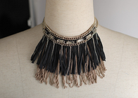 Kleid OEM schwarz Quaste handgemachte Kragen Halskette Kette, handgefertigte Halsketten für Mädchen