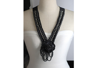 Pullover schwarz Blume klobige handgemachte Perlenketten für Lady