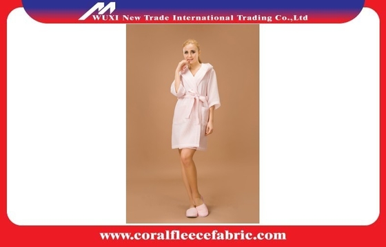 Blau/Weiß/Pfirsich-beige Luxusbademäntel für Frauen, mit Kapuze Waffel Sleepwear