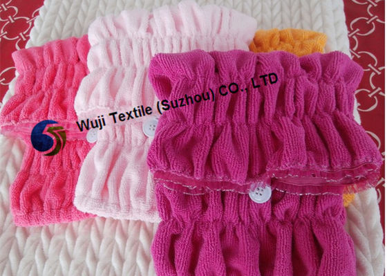 37*16cm kundengebundener Druck-und Stickerei-Haar-trocknender Turban mit Spitze