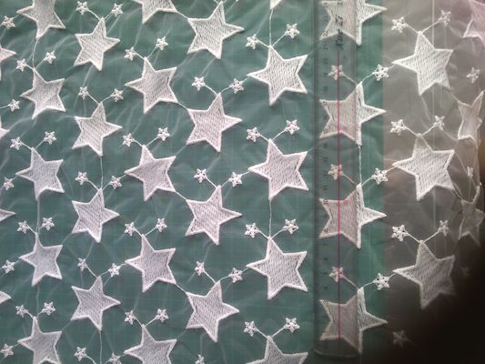 Pentagram Qmilch-Organza stickte Spitze-Gewebe, Sternspitzegewebe