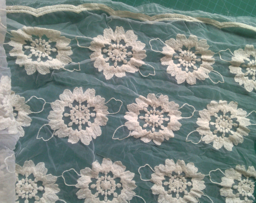 Reiner Baumwollorganza stickte Blume Spitze-Gewebe-Kleid freundliches Eco