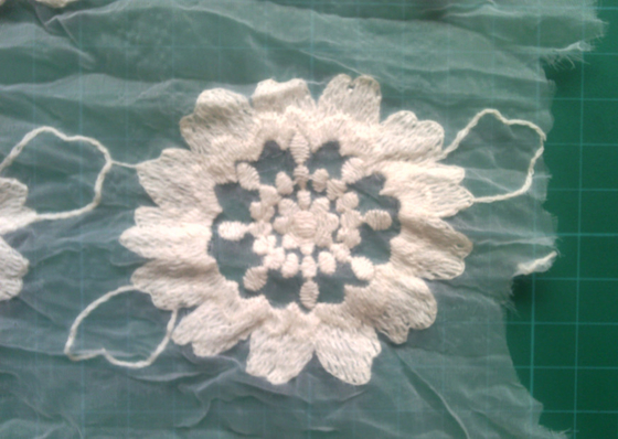 Reiner Baumwollorganza stickte Blume Spitze-Gewebe-Kleid freundliches Eco