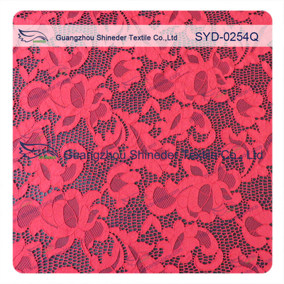 Mode-rotes elastisches Guipurespitzen-Stickerei-Spitze-Gewebe für Brautkleider