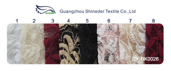 Baumwollespandex-Polyester-dehnbares Spitze-Gewebe mit Masche gestrickter Blumen-Spitze
