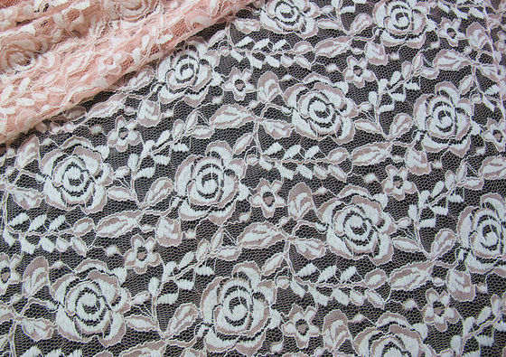 Baumwollespandex-Polyester-dehnbares Spitze-Gewebe mit Masche gestrickter Blumen-Spitze