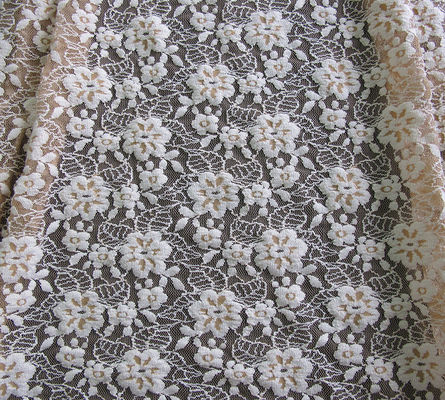 Gebürstetes elastisches Spitze-Gewebe-Elfenbein Stretchable BlumenaZO, das frei CY-LW0652 färbt