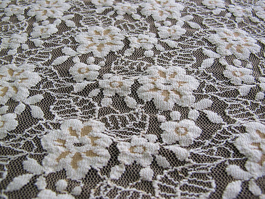 Gebürstetes elastisches Spitze-Gewebe-Elfenbein Stretchable BlumenaZO, das frei CY-LW0652 färbt