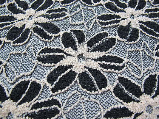Schwarz/Weiß strickte elastisches Spitze-Gewebe für Dame Garment Sunflower Pattern CY-DK0008