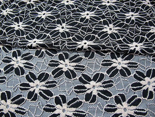 Schwarz/Weiß strickte elastisches Spitze-Gewebe für Dame Garment Sunflower Pattern CY-DK0008