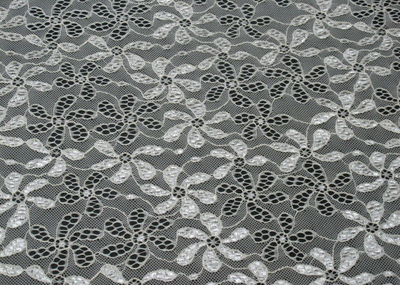 90% Nylon + 10% Spandex-Blumen-elastisches Spitze-Gewebe für Nachtzeug CY-LW0795