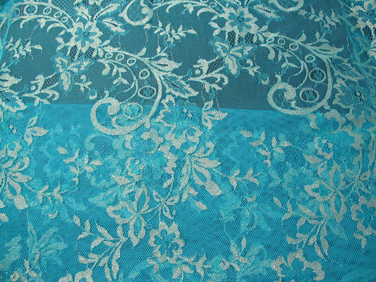 Stretchable Blumen-metallisches Spitze-Gewebe-Nylongrün gestrickt für Kleidung