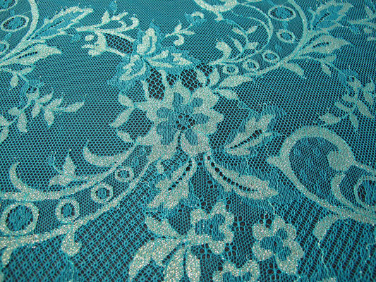 Stretchable Blumen-metallisches Spitze-Gewebe-Nylongrün gestrickt für Kleidung