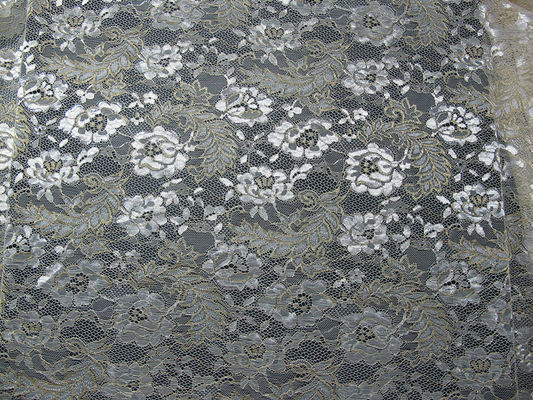Weinlese-metallisches Spitze-Gewebe-Blau, Nylon-Tulle-Blumenspitze-Gewebe SYD-0002