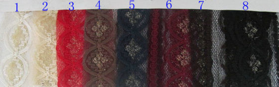 Umweltfreundliches metallisches Spitze-Gewebe-Rot, elastisches Spitze-Material CY-LW0208