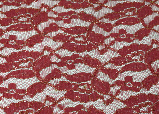 Stretchable rotes metallisches Spitze-Gewebe für Hochzeits-Kleid-CY-LW0791 SGS