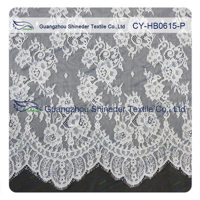 Chantilly-Spitze-Gewebe-Wimper-Spitze-Ordnung für das Kleid, das Weiß und das Grau der Frauen