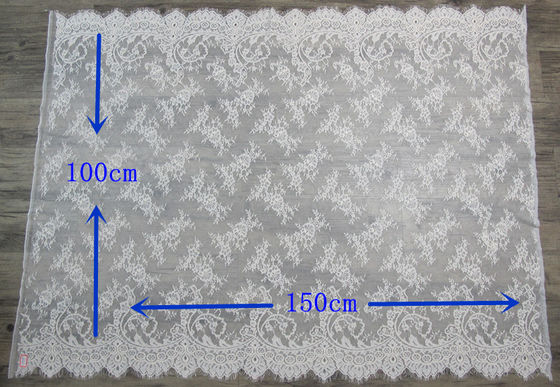 Weiche Nylonbaumwollwimper-Spitze-Ordnung, Hochzeits-Kleiderweiß-Spitze-Gewebe