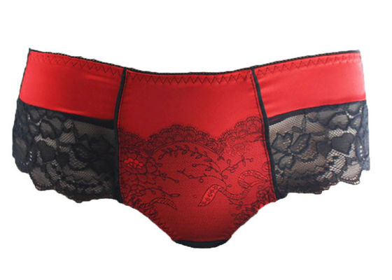 Recht bequemer Spitze-Ordnung Boyshort-Schlüpfer mit schönem Satin an der Front