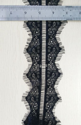 Schwarze Baumwollkleider-Kleidungs-dekorative Spitze-Ordnung in Wimper Spitze