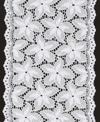 Weißes dekoratives Spitze-Ordnungs-Blumen-Muster in der verschiedenen Größe und im Blumen-Muster
