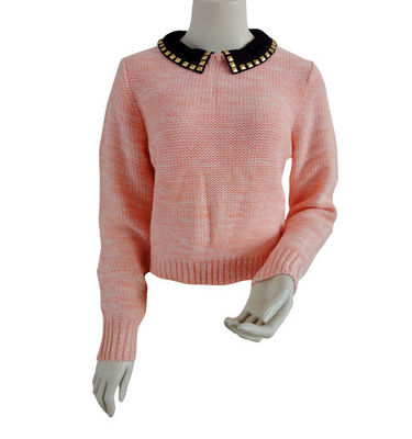 Damen-Pullover-Strickjacken Pullover des rosa Kragens abnehmbare für Herbst, Winter