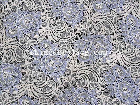 Hellpurpurnes und weißes Baumwollnylonspitze-Gewebe-Rayon-großer Blumen-Entwurf für Mode SYD-0183