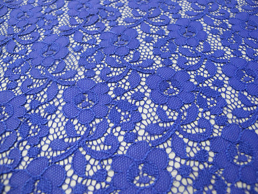 Blaues Nylon-Digital-Spitze-Gewebe-Miniblumen für Dame Dress
