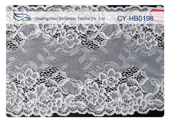 Weiße dehnbare Baumwollnylonspitze-Gewebe-Ordnung für Hochzeits-Kleid CY-HB0198